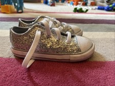 Converse All Star Low Silver Glitter Child Size 9