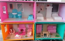 Miniature House -Four Display Box - with furniture - made in China - new & used