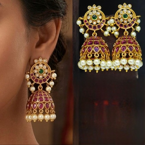 Premium kemp stone jhumka