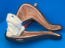 Smoking Pipe Vintage Unsmoked Hand Carved Boxed Meerschaum Pipe MINT