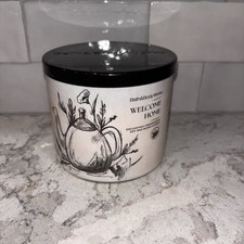 NEW! Bath & Body Works WELCOME HOME Classic Design 3-Wick Candle W/Lid 
