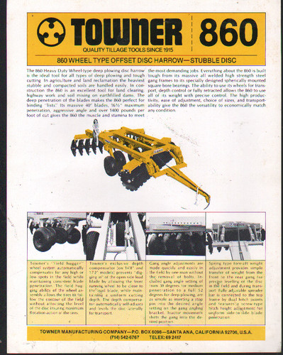 Towner 860 offset disc - "860",