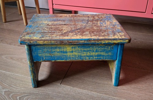 Vintage blue yellow wooden - vintage,