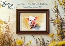 Cheerful Pig Art 5"x7" Print