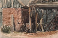 FARM WOOD STACK IN BARN