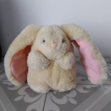 Russ Berrie Li'l Puff Bunny Rabbit Plush Soft Toy Pink Floppy Ears