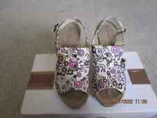 HUSH PUPPIES SIZE 4 AMOUR SLING 2 CREAM/PINK/PURPLE/BROWN WEDGE PLATFORM SANDALS