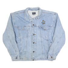 TEXX Mens Blue Denim Button Jacket L Cotton Classic Casual Light Wash