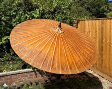VINTAGE GARDEN SUN PARASOL UMBRELLA ORIENTAL BAMBOO WAXED PAPER GC 175cm W&H