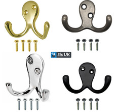 Hat & Coat Hooks Wall Mounted – Black, Chrome, Brass, Satin – Robe Hanger Hook