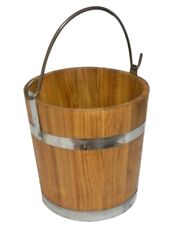 Big Wooden Bucket with metal rings and handle 12l - old style SOLID OAK WOOD