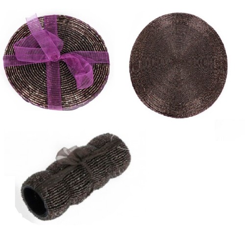 Purple beaded napkin rings - purple,