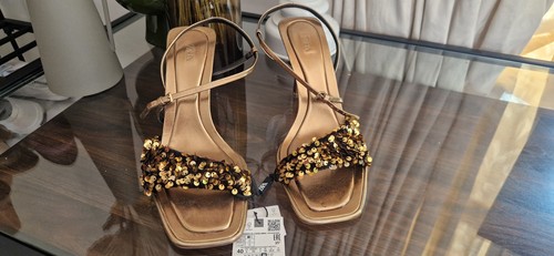 Zara gold sequin party shoes - sequin,
