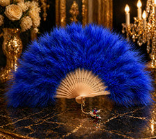Premium Royal Blue Feather Fan