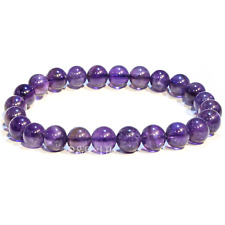 Natural Amethyst Bracelet 8mm Beads Stretchable Elastic Gemstone Jewelry