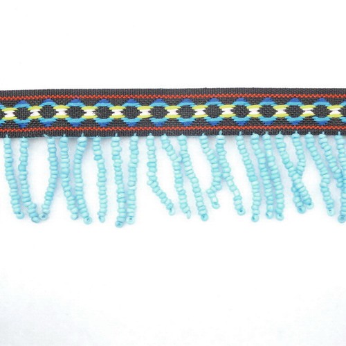 Turquoise beaded fringe trim - beaded,