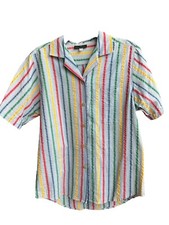 Abercrombie Fitch VINTAGE 80’s Medium Short Set Pajamas Blue Stripe Seersucker