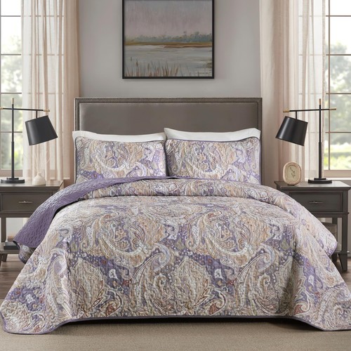 Purple quilt set queen - purple,