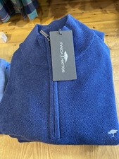 FYNCH HATTON® Troyer 1/4 Zip Structure Knit/Night - Large WAS £89.99