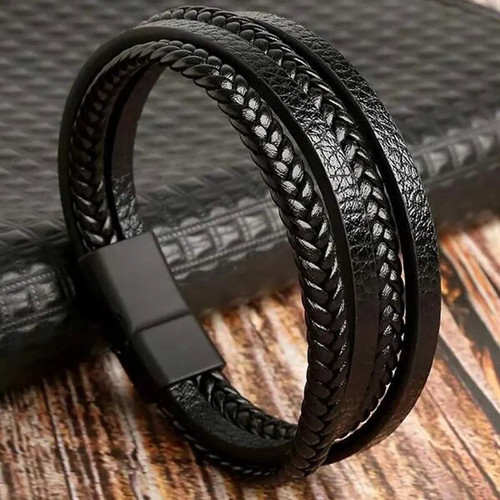 Classic men leather bracelet - leather,