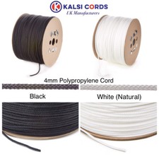 4MM ROUND POLYPROPYLENE ROPE BRAIDED POLY CORD STRONG STRING IN BLACK & WHITE