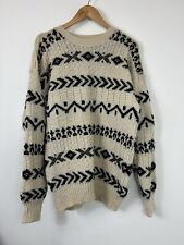 Vintage Gap White Black 100% Wool Chunky Snowflake Knit Jumper Medium