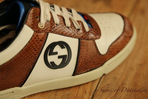 Gucci white leather tan - white,