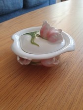 Graff Porcelain Flower Topped Lidded Trinket Box