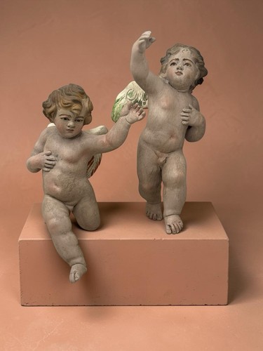 Pair angel figurines glass - angel,