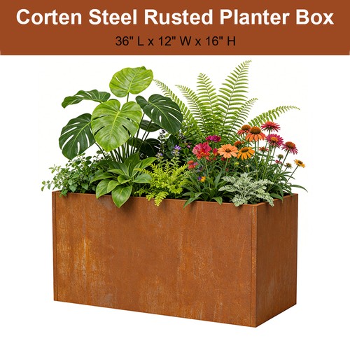 Corten steel planter 36x12x16 - corten,
