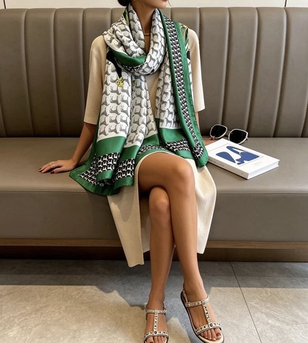 Ladies scarf green black - scarf,