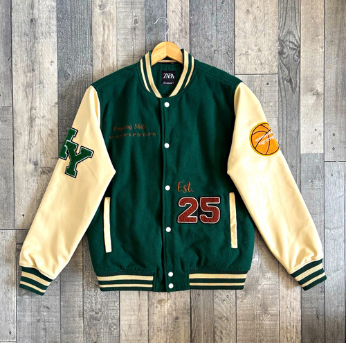 Zara green beige varsity - &,
