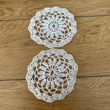 2X Handmade Crochet Lace Cotton Table Cup Mats Doilies Placemat Coasters 9cm