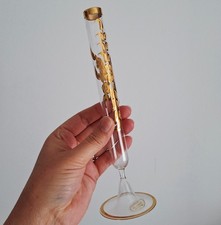 Murano Bud Vase Clear Glass With Etched Gold Detail Oro Zecchino