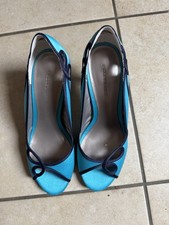 Ladies Jacques Vert Turquoise Navy Trim Shoes New In Box Size 5/38. Box 808