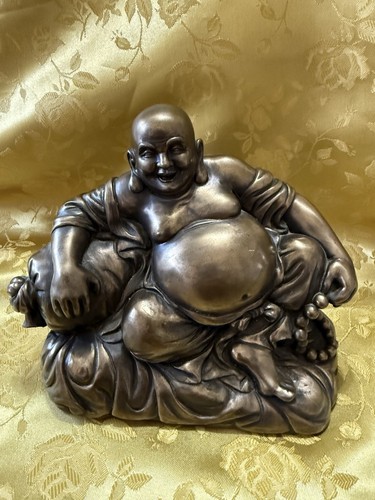 Seated laughing buddha bronze - seated,