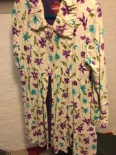 Nomads pretty cream linen floral Dress coat Size M