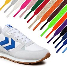 Flat Shoe Laces for Trainers or Boots Shoes 8mm Wide Black White or Colour Laces