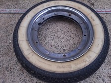 vespa px chrome wheel tube and sava white wall tyre