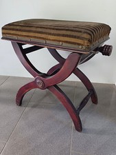 Antique adjustable piano bench stool screw Dante Savonarola Curule style legs