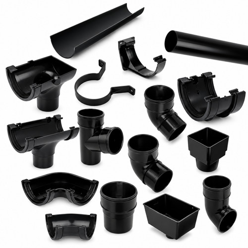 Black half round - half, plastic