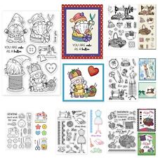 Clear Stamps SEWING KNITTING Crafts Gnomes Sew Knit Cross Stitch Rubber Stamping
