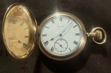 Antique gold plated full hunter pocket watch , by Elgin, c 1910