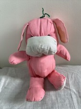 Vintage Toy Dog Plush Soft Toy Fabric 8.5” 1980s Pink
