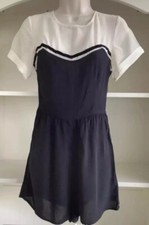 URBAN OUTFITTERS PLAYSUIT Size 8 Black Cream Vintage / 40s Style Party