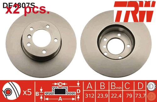Pcs front rear brake disc - x2,