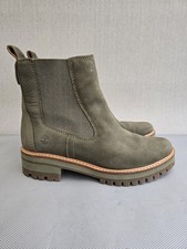 Timberland Women's Ankle Boots Courmayeur Valley Chelsea Green Leather Size UK7