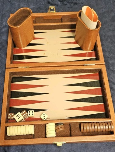 Backgammon set faux leather - backgammon,