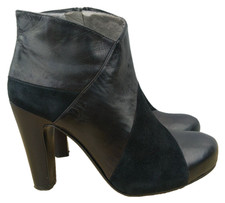 JANE SHILTON BLOCK HEEL BLACK LEATHER ANKLE ZIP FASTENING BOOTS SIZE UK 4 EU 37