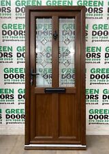 UPVC FRONT DOOR WOODGRAIN BROWN EXTERIOR EXTERNAL LEADED GLASS DIAMOND PVC